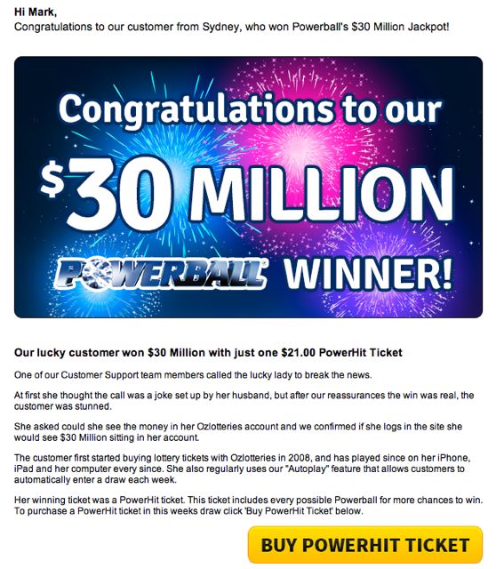 OzLotteries promotes 30 million Powerball win | Australian Newsagency Blog